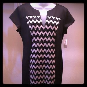 Chevron patterned black and gold dress